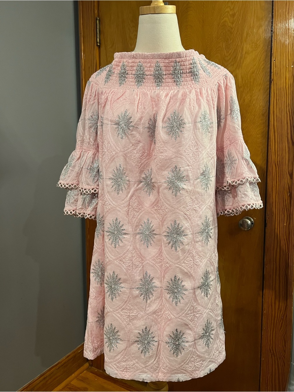 Boston Proper Light Pink Smocked Blouse